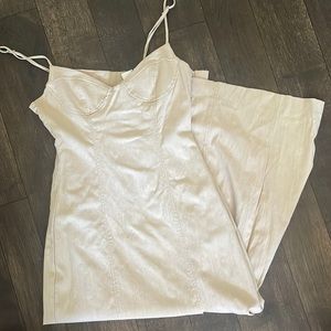 Zara Beige Midi Bodycon Dress with Bustier Detail